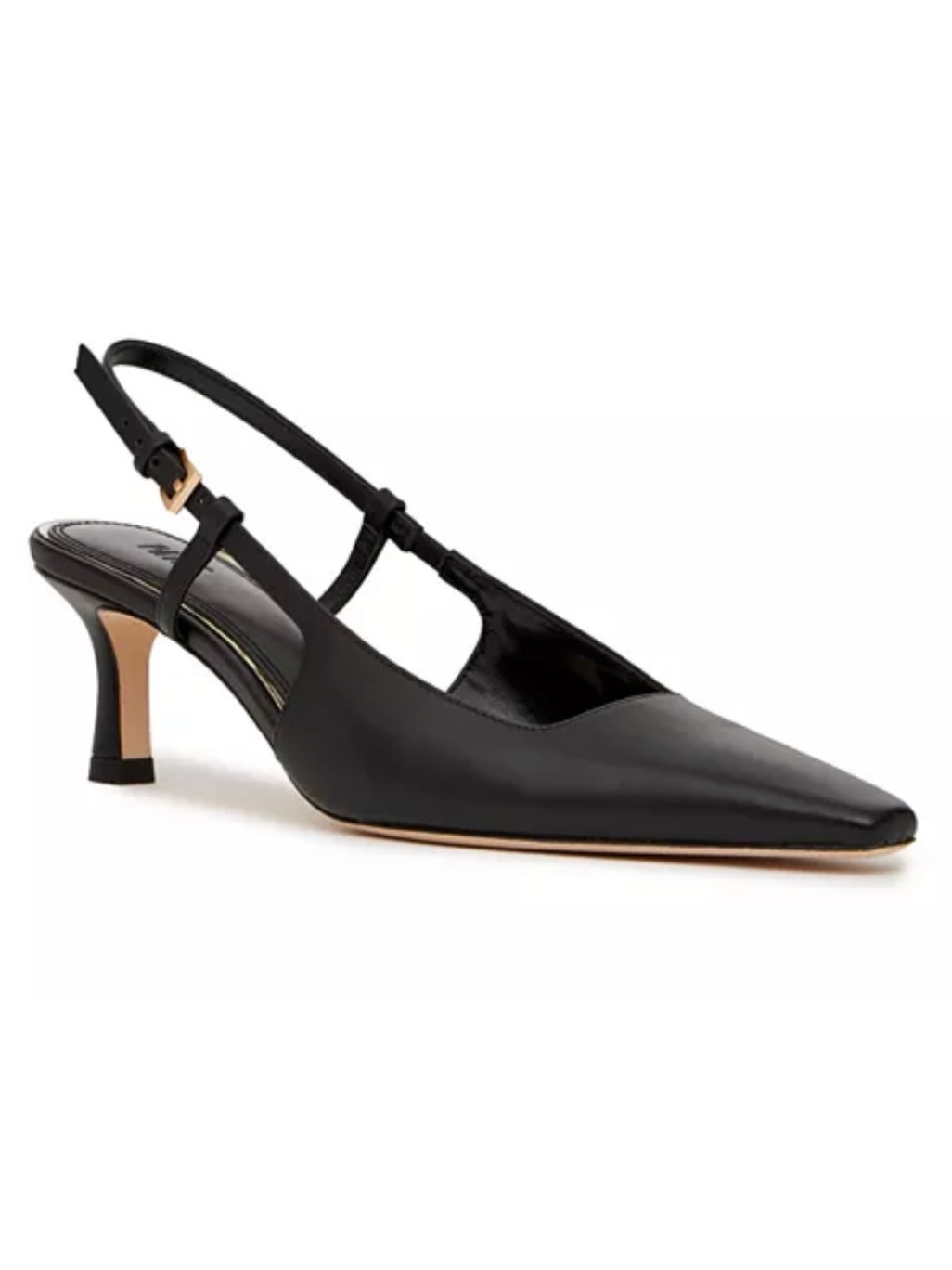 Paige-Winnie Women's Black Pointed Leather Slingback Heel